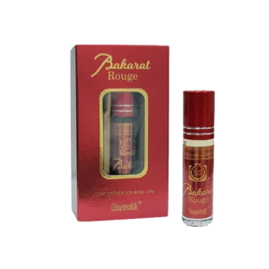 L'huile parfumée concentrée roll-on « Bakarat Rouge » de Surrati offre une application pratique et précise de ce parfum envoûtant.
